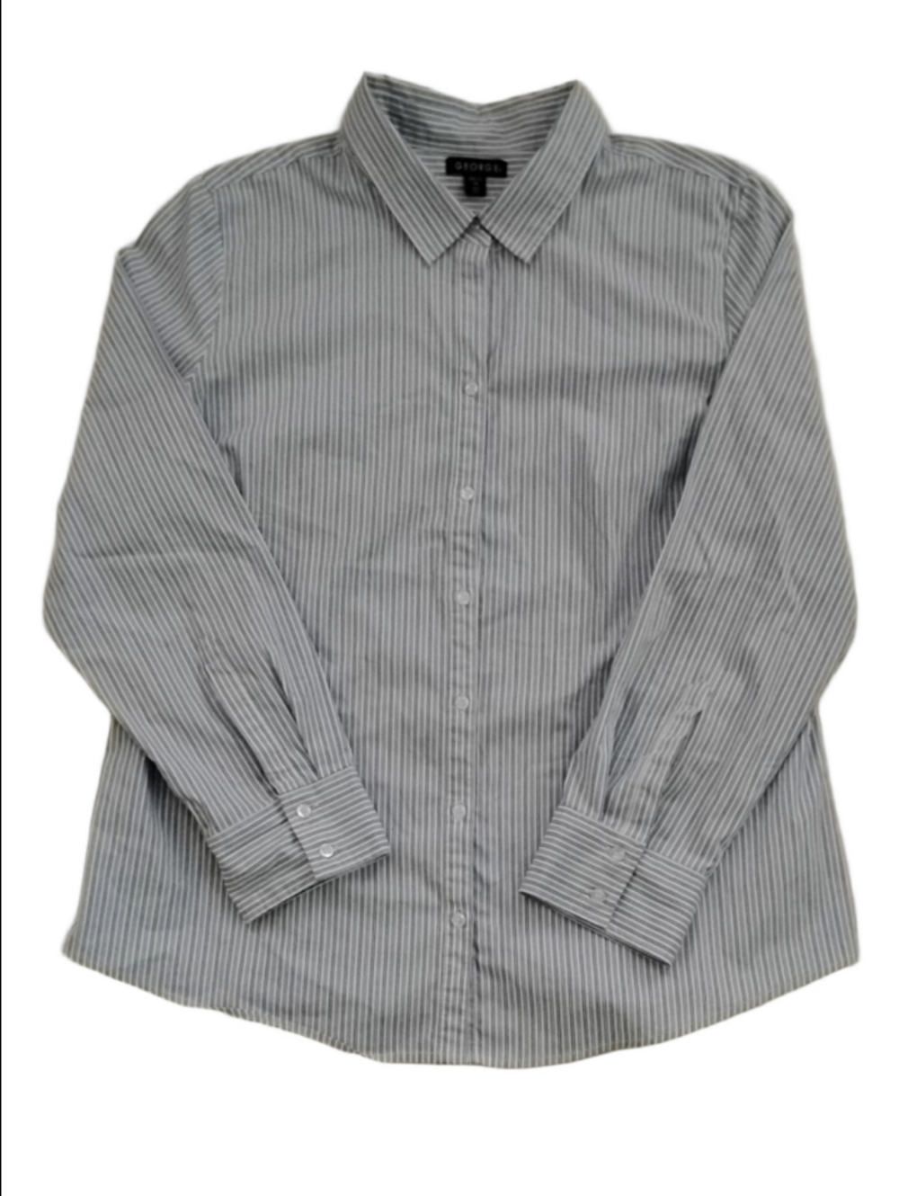3/$20 George Blue and White Striped Button-Down Shirt
